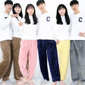 포근한 커플잠옷 꽈배기 밍크 수면바지 커플룩 남성 여성 파자마 홈웨어 이지웨어
