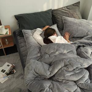 [에이트룸]헤링본 니쉬 보아밍크 겨울 극세사 차렵이불 Q 풀세트