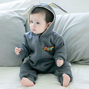 홈앤키즈 후드 동키 기모 우주복(핑크,차콜) 50일 100일 6개월 아기 외출복