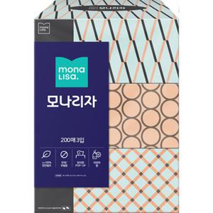 모나리자 미용티슈 200매(3입) 화장지 휴대용 휴지 천연펄프