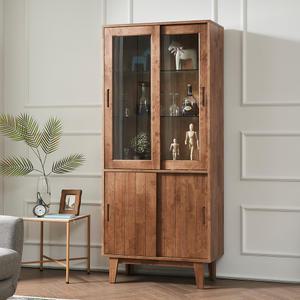 名品(명품) 고무나무 G타입 원목 장식장 유리 진열장