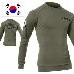 어택존 맨투맨 발열 스판 카키 티셔츠 로카티 남성 남자티 긴팔티 맨투맨티 군인티