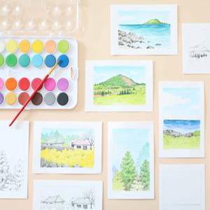 컬러링 제주도 풍경 꽃 색칠도안 수채화 물감 세트 DIY 솜씨키트