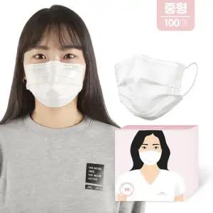 [PWX]중형 화이트마스크Q(중형100매)