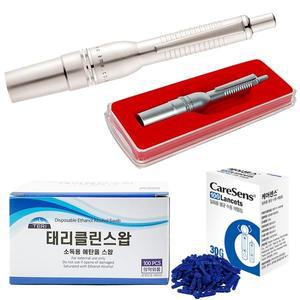 TG 삼침 무통 채혈기(3구 사혈기)+란셋100P+알콜솜100매 세트