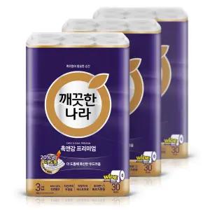 깨끗한나라 촉앤감 프리미엄 화장지 30m 30롤 3팩