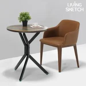 보그 지젤 600 원형 테이블 빈티지 업소용 카페 2인 티테이블 원룸 식탁