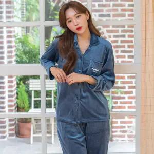 BFL 여성 겨울 밍크극세사 스판 카라 긴팔 수면잠옷 파자마세트