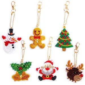 산타 크리스마스 보석십자수 열쇠고리 6개 한세트