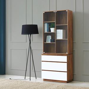 [로쏘]트리스 삼서랍 유리책장 800