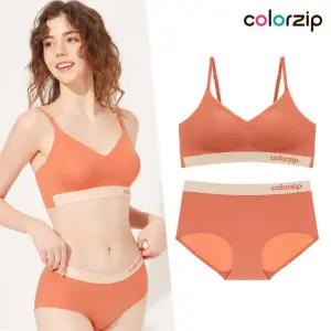 [컬러집][컬러집] 캐주얼 퓨징 오렌지 브라+팬티 세트