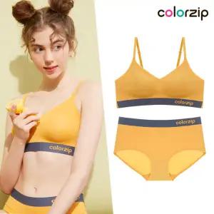 [컬러집][컬러집] 캐주얼 퓨징 옐로우 브라+팬티 세트