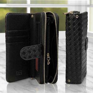 전기종호환 멀티 슬라이드 케이스 사피아노 원단 가죽 지갑 보스 체크 멀티 지퍼 다이어리 메탈체인포함