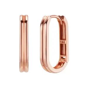 14K 귀걸이 원터치 링 금귀걸이 트윈 라인