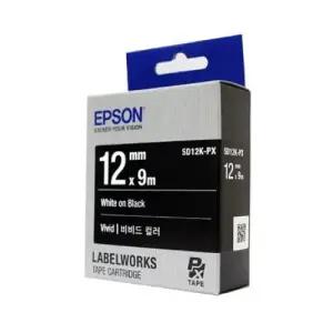 엡손 라벨테이프 SD-12K-PX 12MMX9M 흰글씨 검정바탕
