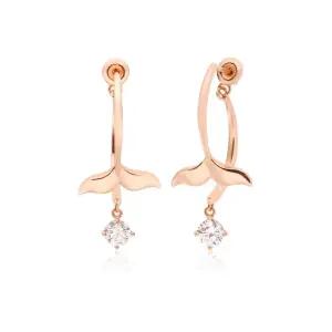 갤러리아 [비앤비골드] 14K 고래꼬리 큐빅 딸랑이 침귀걸이 한쌍 PNE37606