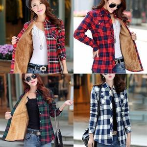 여성 기모 셔츠 겨울 블라우스 체크 남방