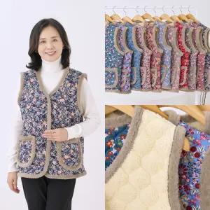 엄마옷 마미소 따시따시 꽃 조끼 촌캉스 꽃무늬 김장 누빔 퀼팅 할머니 빅사이즈 40 70 마담 중년 여성 옷