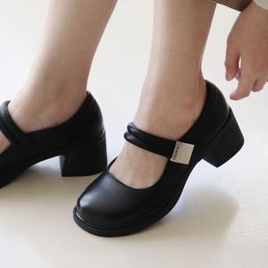 [원더슈즈] 천연소가죽 헬렌 메리제인 로퍼&플랫 5CM P-P218