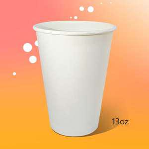 테이크아웃 커피컵 13온스 두껍고 튼튼한 무형광 천연펄프 프리미엄 일회용 무인쇄 대형종이컵 1000개