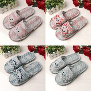 포근베어 층간소음방지 푹신한 쿠션 면 슬리퍼 발편한 학교 교사 사무실 천 실내화 실내용 거실화 커플