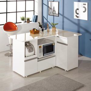 마담뚜하이 아일랜드식탁, 바디 & 상판 하이그로시, 홈바, 미니바, 광파 오븐 렌지대, 전기밥솥 수납.