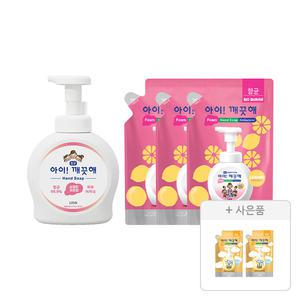 아이깨끗해 핸드워시 용기 레몬 490ml, 1개+핸드워시 리필 450ml, 3개+증정(핸드워시 순 100mL, 2개)