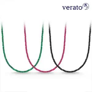 베라토 14K 천연 원석 포인트 비비드 목걸이 컷팅 비즈 스피넬 레드 그린 스톤
