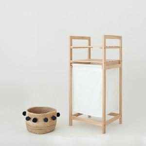 [벤트리]Bav 고무나무 원목 슬라이딩 1단 빨래바구니 분리수거함