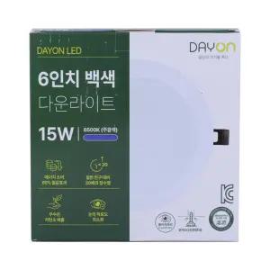 LED등기구(매입형) DAYON 15W 4000K FS-TPYT-TD-6C-15W-40K 150MM