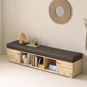 젠트 삼나무 인조가죽 1800 도어형 수납 벤치 DLA128