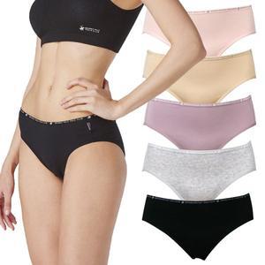 비버리힐즈폴로클럽 여성 면스판 무지 데일리 미디 삼각팬티 5매세트