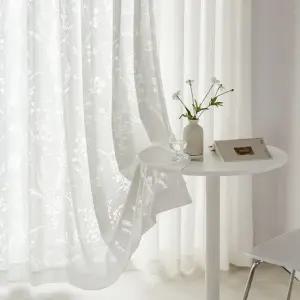 린넨룩쉬어+들꽃 레이스 대형 침실 거실커튼 4장+커튼봉