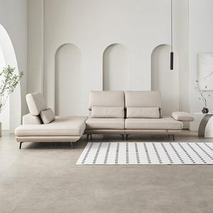 [다우닝]플라나 4인 오픈코너 리프트업 전체 통가죽 소파+스툴