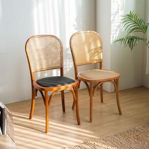 곡목 라탄 쿠션 방석 가죽 체어 거실 카페 홈 인테리어 디자인 의자