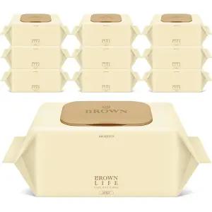 브라운 라이프 베이지 엠보싱 대용량 아기물티슈 캡형 50평량 50g 100개입 10세트