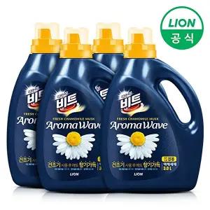 [비트]비트 아로마웨이브 액체세제(일반/드럼 겸용) 카모마일 3L용기 4개