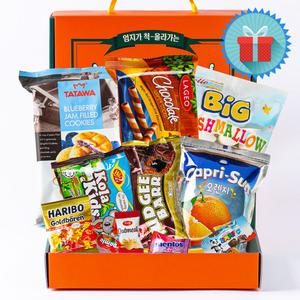 엄지척 알찬1호 수입과자 종합선물세트 단체 행사 선물용 시상품 간식꾸러미 손잡이 박스