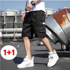 허리가 편한 밴딩 코튼 레터링 카고 반바지