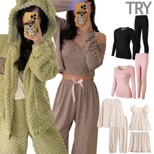 TRY외 겨울시즌 20%즉할 4종여성파자마세트/양털후드이지웨어상하/남녀발열내의세트/기모타이즈/텐셀모달/무봉제발열내의