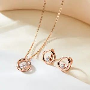 18K 플로우 웨이브링 큐빅 주얼리세트 MNC40760