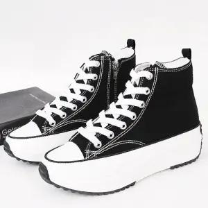 편한지퍼 여성하이탑스니커즈 5cm 키높이 캔버스화