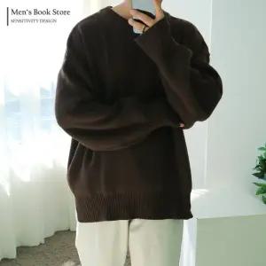 [맨즈북]HEAVY 두꺼운 남자 겨울 니트 박시오버핏 라운드 스웨터 데일리룩
