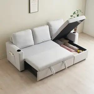 에보니아 이지백 3인용 확장형 카우치 소파베드 아쿠아스웨이드텍스 / 3인 쇼파 침대 패브릭