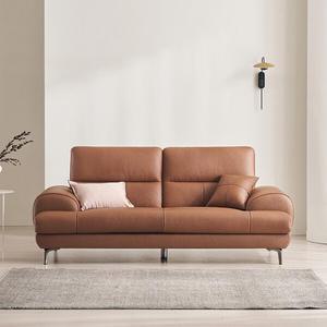 [삼익가구]베이번 천연 통가죽 3인용 소파(스툴제외)