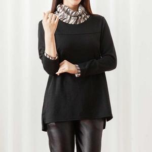 까르죠아 루즈핏 폴라 롱 티셔츠 빅사이즈 가을 겨울 여성 블라우스 엄마옷 중년 의류