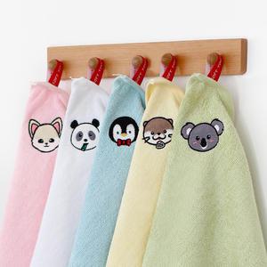 소프트터치 국내생산 뱀부얀 멸종위기 동물 캐릭터자수 어린이집 고리수건 5장세트