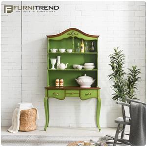 [퍼니트랜드] 시엘 빈티지그린 접시장 엔틱그릇장