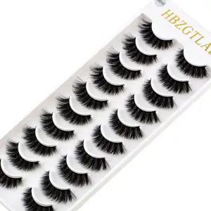 인조 속눈썹 부분 연장모 수제 3D 밍크 짧은 속눈썹, 크로스 지저분한 고밀도 천연 무대 메이크업, 10 쌍,