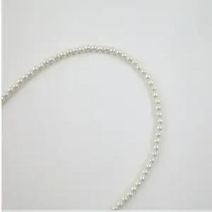 국산 3~6mm 인조 진주 아이보리 블랙 초커 여성 패션목걸이 실버 / 골드 꼬리체인 0789